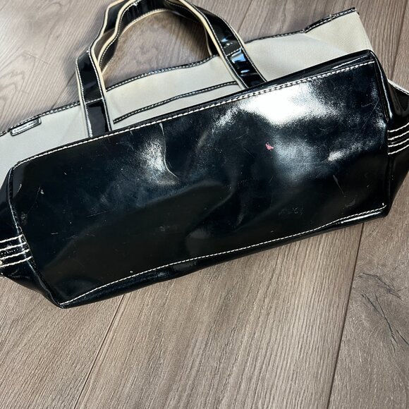 Lands' End Canvas Tote Black Patent Leather Trim - Picture 6 of 9